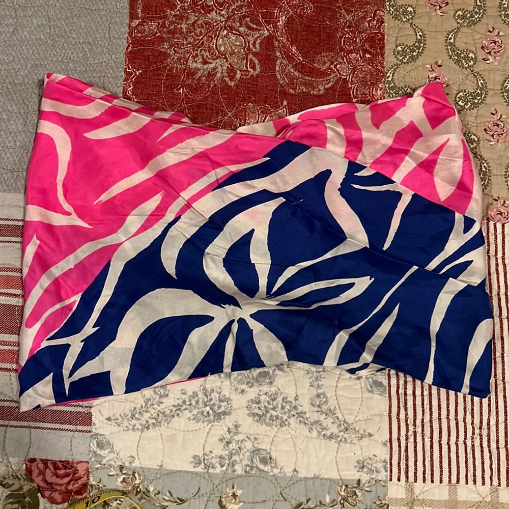 Vintage Vera Neumann silk Japan infinity scarf 28” x 9”